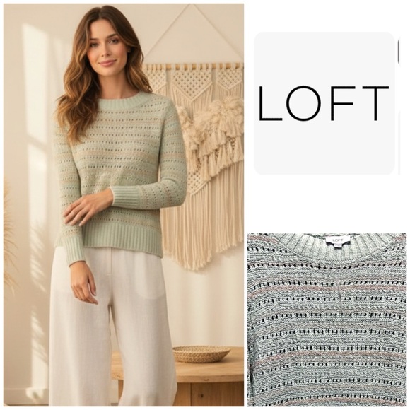 LOFT Sweaters - NWT!!! LOFT Light Sage Green and Gold Shimmering Women's Sweater